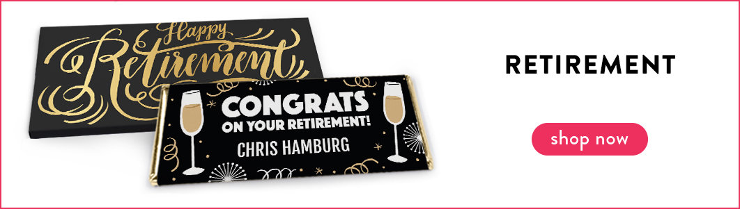personalized retirement candy bar wrappers and boxes