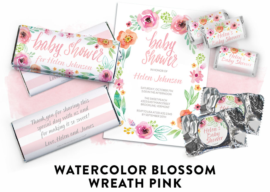 Watercolor Blossom Wreath Pink