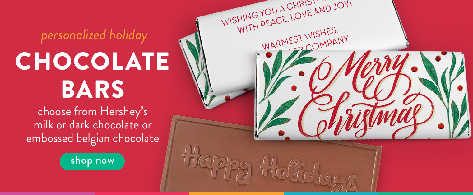 Personalized Wrapped Holiday Chocolate Bars