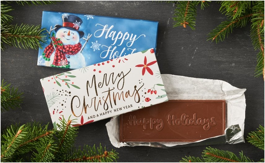 PERSONALIZED BOXED HOLIDAY CHOCOLATE BARS