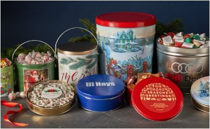 HOLIDAY CANDY FILLED TINS