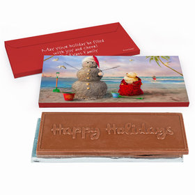 Deluxe Personalized Christmas Tropical Snowman Chocolate Bar in Gift Box