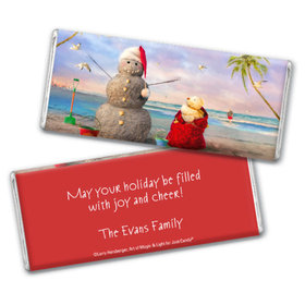 Personalized Christmas Tropical Snowman Chocolate Bar & Wrapper