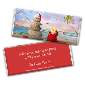 Personalized Christmas Tropical Snowman Chocolate Bar Wrappers Only