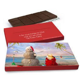 Deluxe Personalized Christmas Tropical Snowman Chocolate Bar in Gift Box (3oz Bar)