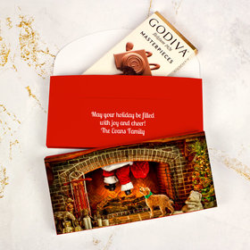 Deluxe Personalized Christmas Santa's Puppy Godiva Chocolate Bar in Gift Box