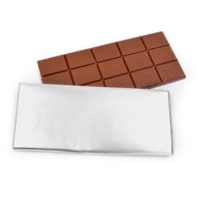 3oz Belgian Milk Chocolate Silver Foil Wrapped Bar