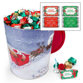 Personalized Santa's Sleigh Merry Christmas Hershey's Mix 20lb Tin