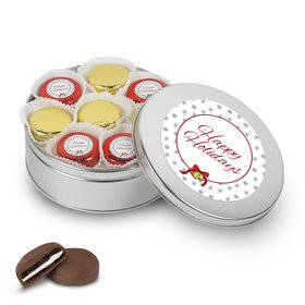 Happy Holidays Gold Tin with 16 Chocolate Covered Oreo Cookies
