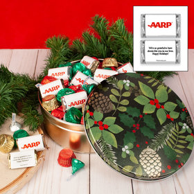 Personalized Golden Pinecones 2 lb Add Your Logo Hershey's Mix Tin