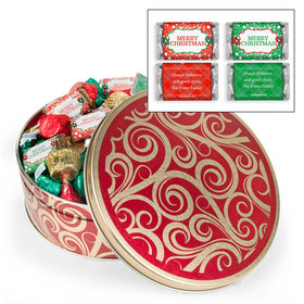 Personalized Golden Swirls 2 lb Merry Christmas Hershey's Mix Tin