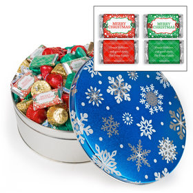 Personalized Blue Flurries 3lb Merry Christmas Hershey's Mix Tin