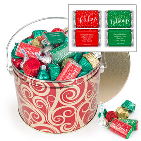 Personalized Golden Swirls 3.5 lb Happy Holidays Hershey's Mix Tin