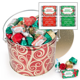 Personalized Golden Swirls 3.5 lb Merry Christmas Hershey's Mix Tin