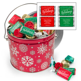 Personalized Red Snowflake 3.5 lb Happy Holidays Hershey's Mix Tin
