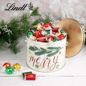 Very Merry Happy Holidays 2.9lb Tin Hershey's Miniatures & Lindt Truffles