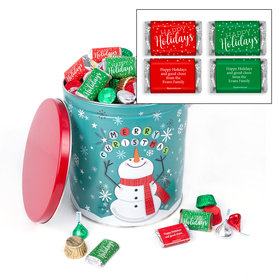 Personalized Cheery Snowman 5lb Happy Holidays Hershey's Mix Tin