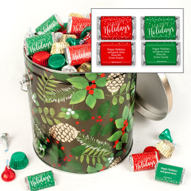 Personalized Golden Pinecones 5lb Happy Holidays Hershey's Mix Tin