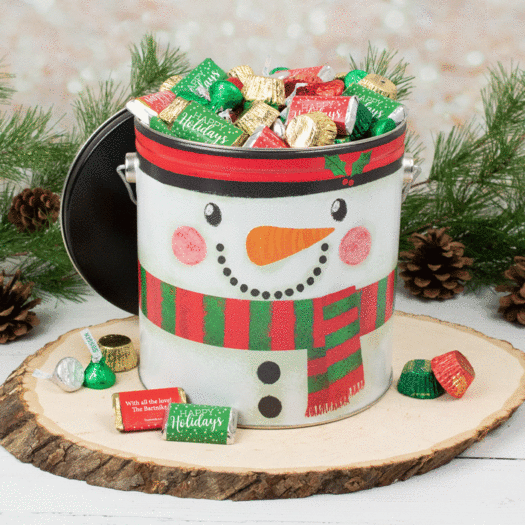 Personalized Happy Snowman Hershey's Happy Holidays Mix 5 lb Tin
