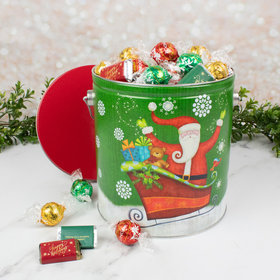 Sparkly Santa Lindt Truffles and Hershey's Miniatures 4.16 lb Tin