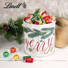 Very Merry Happy Holidays 4.6lb Tin Hershey's Miniatures & Lindt Truffles