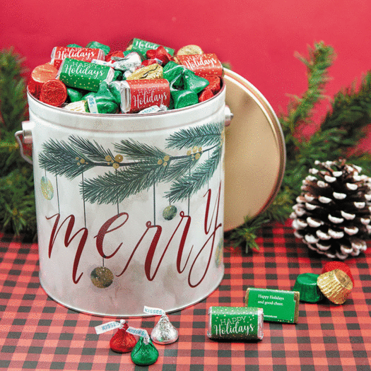 Personalized Hershey's Merry Christmas Mix Very Merry Tin - 5 lb