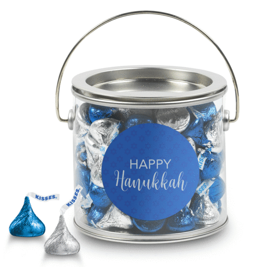 Happy Hanukkah Hershey's Kisses Silver Paint Can