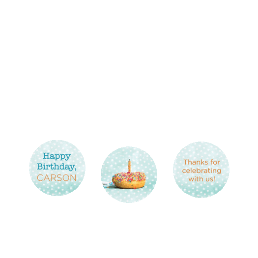 Personalized Birthday Donut Worry Be Happy 3/4" Stickers for Hershey's Kisses