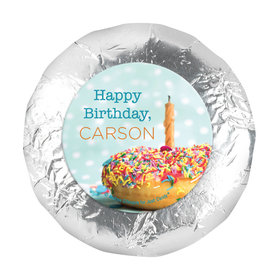 Personalized Birthday Donut Worry Be Happy 1.25" Sticker (48 Stickers)