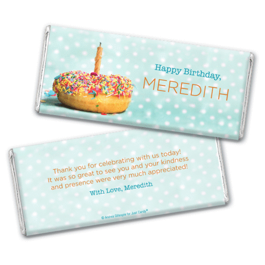 Personalized Birthday Donut Worry be Happy Chocolate Bar & Wrapper