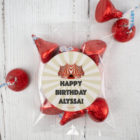 Personalized Kids Birthday Circus Candy Bag with Hershey's Kisses