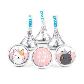 Personalized Cat Birthday 3/4" Stickers (108 Stickers) - Happy Purrr-thday