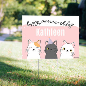 Personalized Kids Birthday Cats Yard Sign