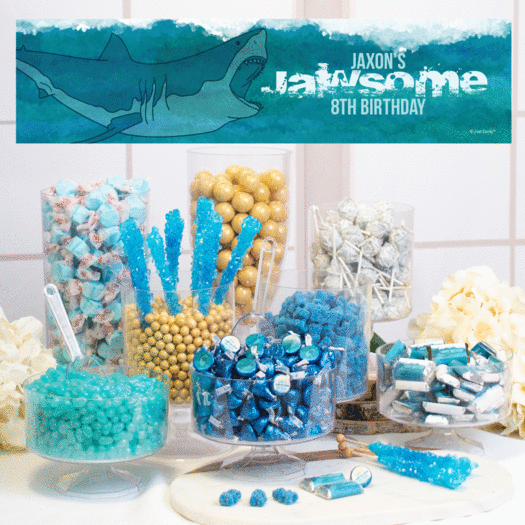 Personalized Shark Birthday Deluxe Candy Buffet - Jawsome