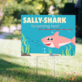 Personalized Kids Birthday Girl Shark Yard Sign
