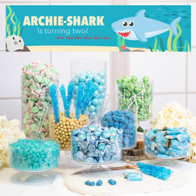 Personalized Shark Birthday Deluxe Candy Buffet - Blue Sharks