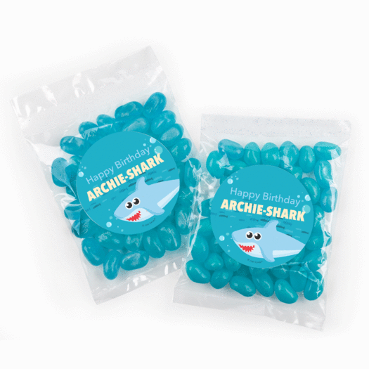 Kids Birthday Shark Candy Bags with Jelly Beans