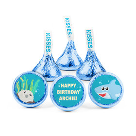 Personalized Shark Birthday Hershey's Kisses - Blue Shark