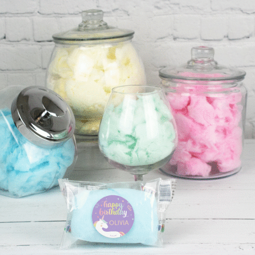 Personalized Unicorn Birthday Cotton Candy (Pack of 10) Favor - Rainbow Unicorn