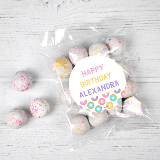 Personalized Donut Birthday Cookie Bite Candy Bag - Donut Party