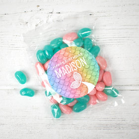 Personalized Mermaid Birthday Candy Bag - Rainbow Mermaid Tails with Jelly Belly Jelly Beans