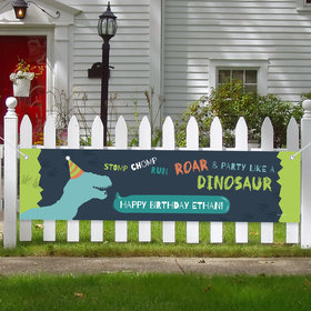 Personalized Dinosaur Birthday Green Dinosaur - 5 Ft. Banner