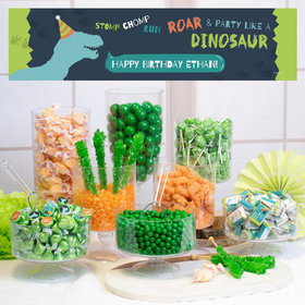 Personalized Dinosaur Birthday Deluxe Candy Buffet - Green Dinosaur