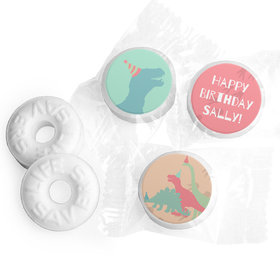 Personalized Dinosaur Birthday Life Savers Mints - Pink Dinosaur