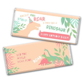 Personalized Dinosaur Birthday Chocolate Bar & Wrapper - Pink Dinosaur