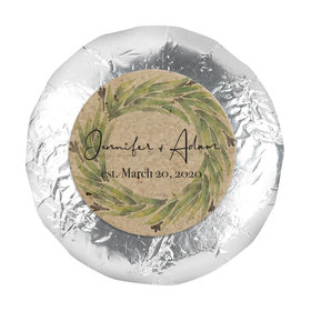 Personalized Wedding Sage Wreath 1.25" Stickers (48 Stickers)