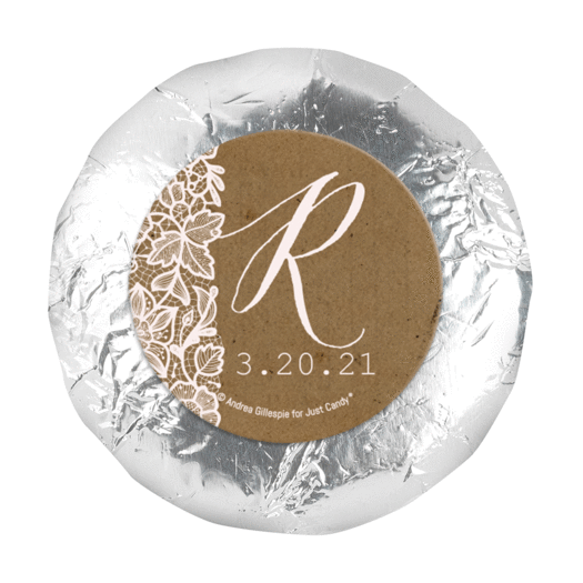Personalized Wedding Floral Lace 1.25" Stickers (48 Stickers)