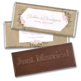 Personalized Wedding Botanical Border Embossed Chocolate Bar & Wrapper