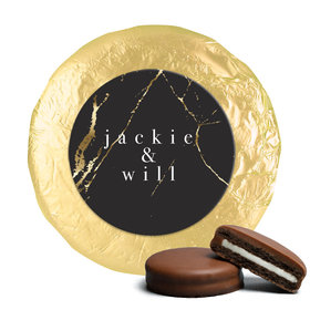 Personalized Wedding Black & Gold Marble Chocolate Covered Oreos