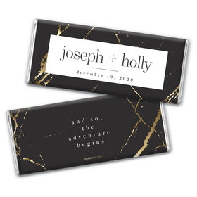Personalized Wedding Black & Gold Marble Chocolate Bar Wrappers